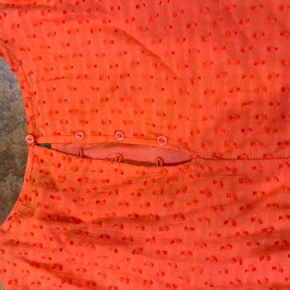 Anthropologie Ranna Gill Embroidered Tunic Dress Orange Floral Swiss Dots Sz L - Picture 9 of 9